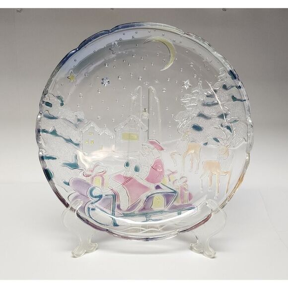 Crystal Clear Studios Other - Crystal Clear Industries 1989 Sleigh Bells Christmas 14" Glass Serving Platter
